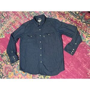 Carhartt Pearl Snap Denim Button Up Sz L
